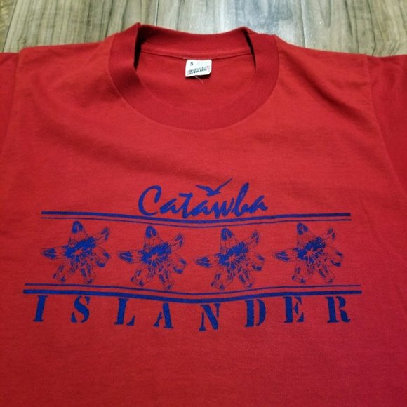 Nos Vintage Catawba Islander T Shirt S 80s Single Stitch Ohio Beach Surf Tee - Picture 1 of 6